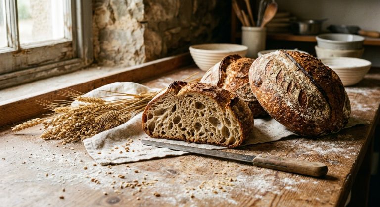 Artisan Bread Bakery Photography AI Prompt example
