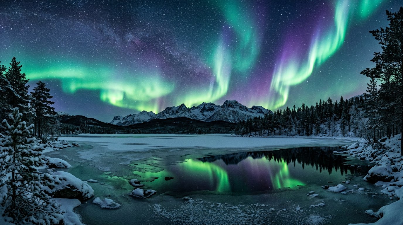 Aurora Borealis Landscape AI Prompt example