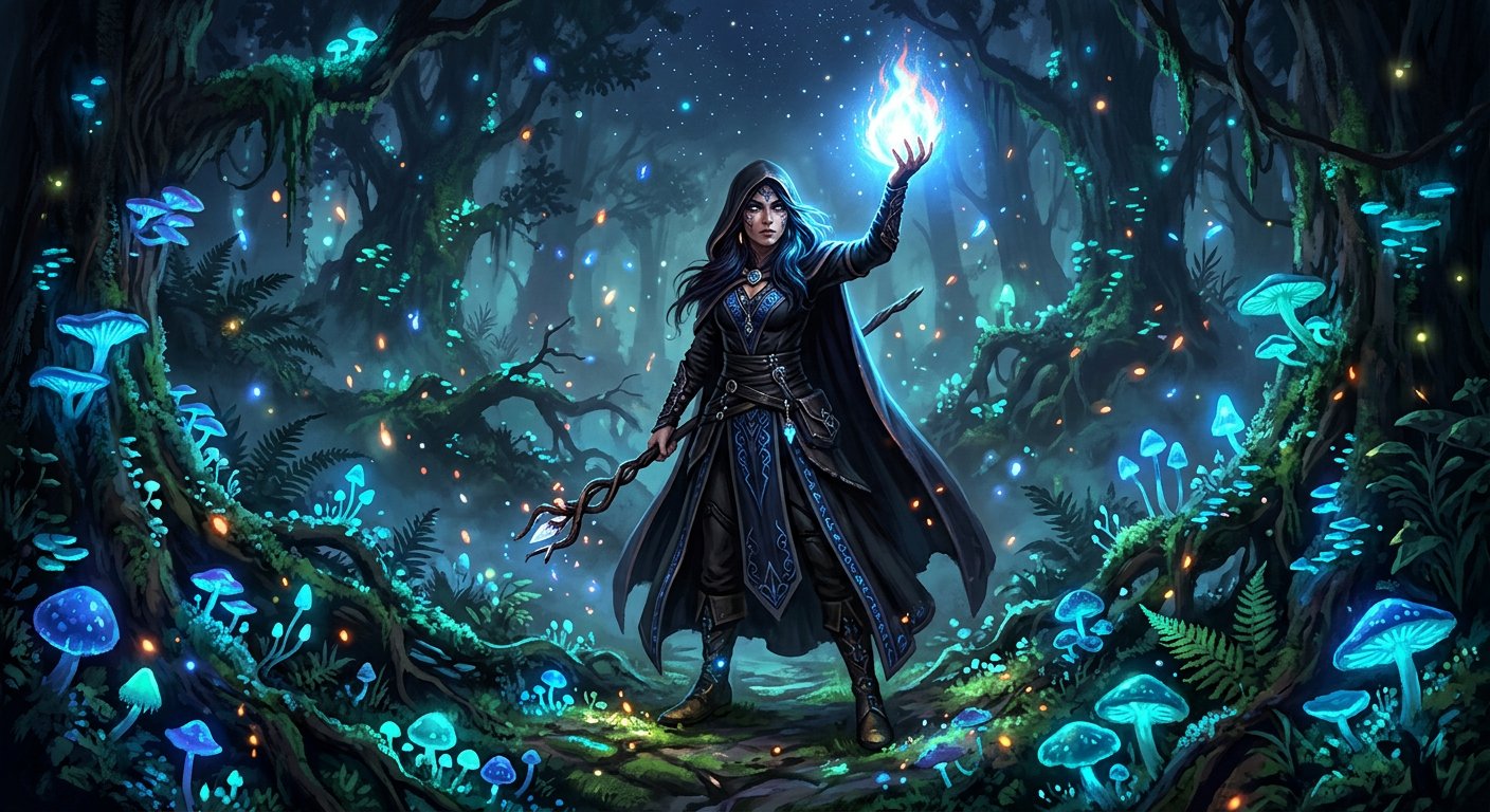 Dark Fantasy Sorceress AI Image Prompt example