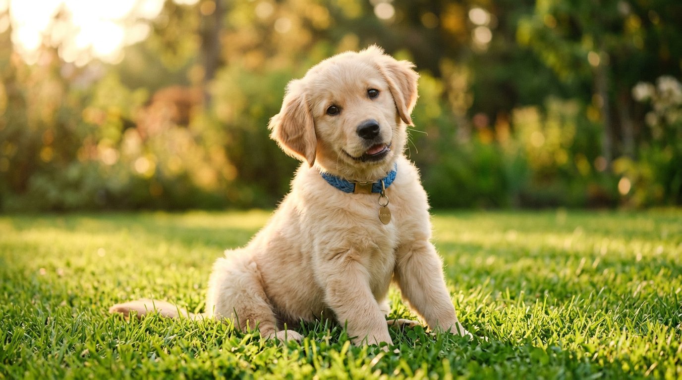 Golden Retriever Puppy Pet Photography AI Prompt example