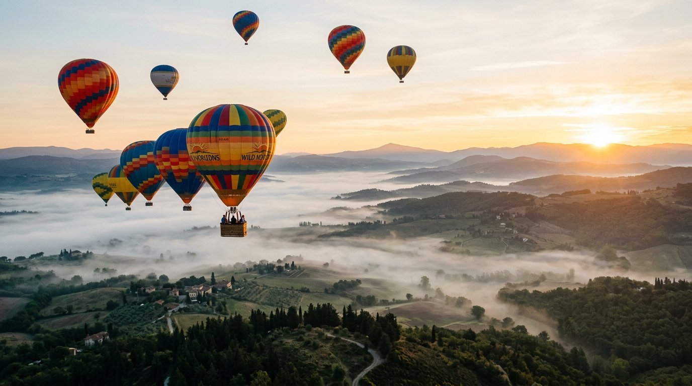 Hot Air Balloon Landscape AI Prompt example