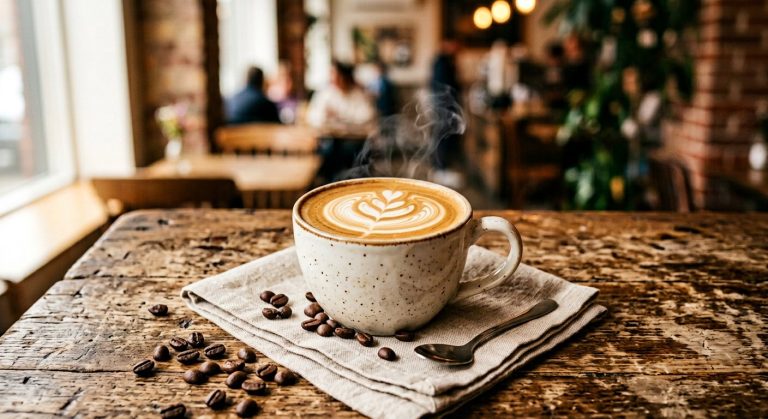 Latte Art Coffee Photography AI Prompt example