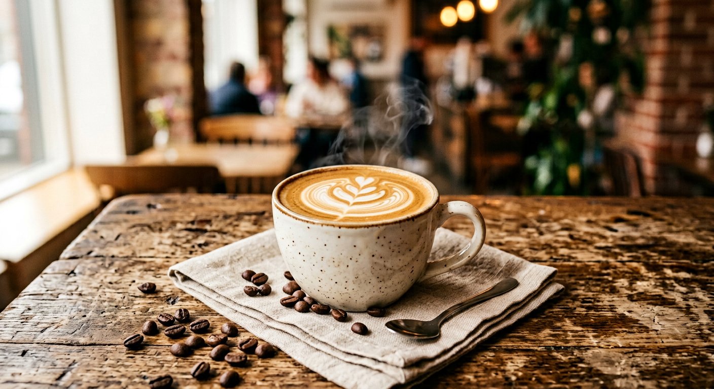 Latte Art Coffee Photography AI Prompt example