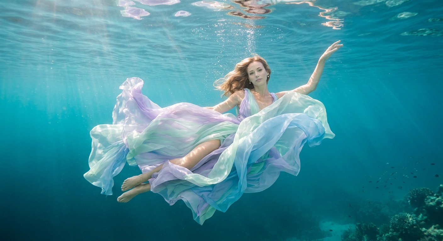 Underwater Fashion Photography AI Prompt example