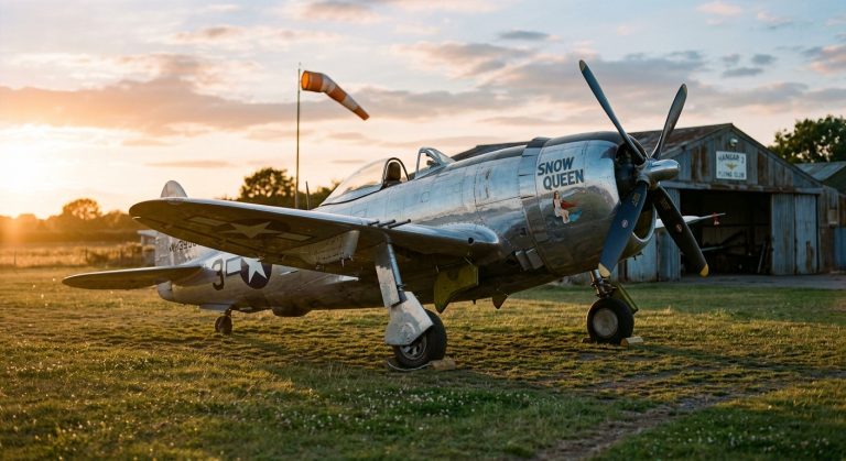Vintage Propeller Airplane Photography AI Prompt example