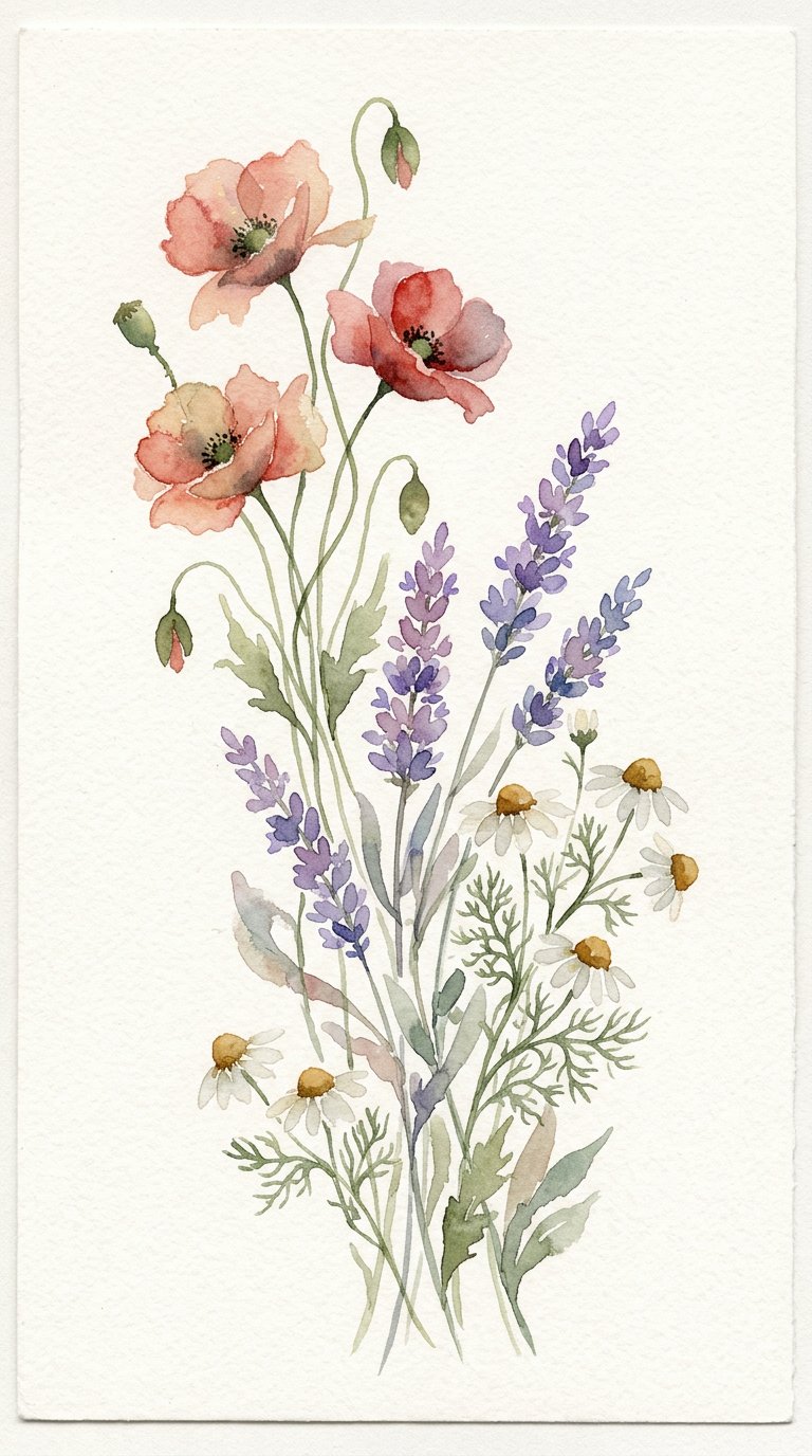 Watercolor Botanical Illustration AI Prompt example